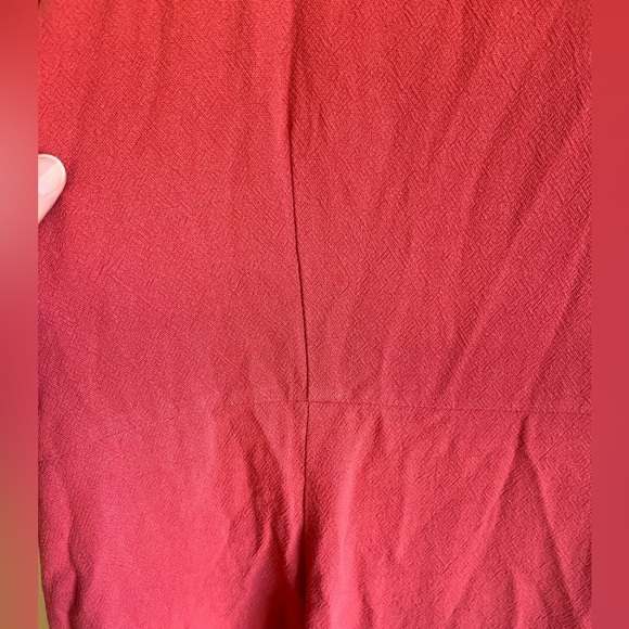 NWT Roolee Scalloped Linen Blend Button Down Red Pink Short Sleeve Dress… - Picture 9 of 11